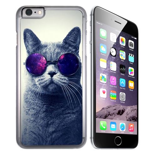Coque pour iPhone 7 chat lunettes galaxie