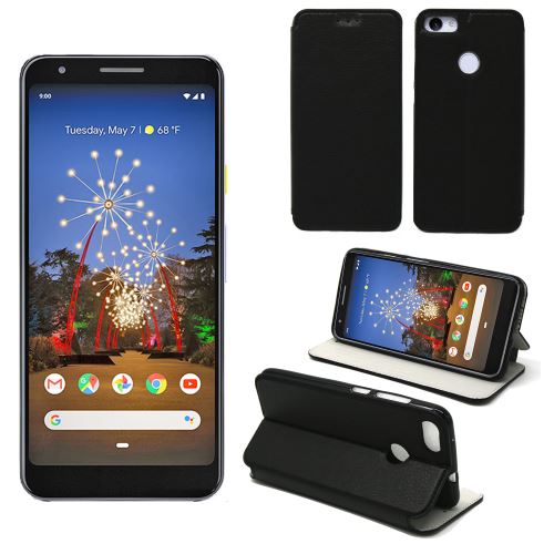 Housse Google Pixel 3A noire - Etui Coque Google Pixel 3A Protection antichoc à rabat Smartphone 2019 - Accessoires Pochette Case XEPTIO