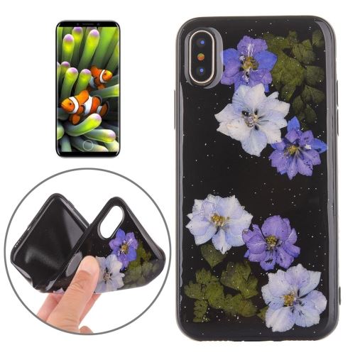 iPhone X Coque Protection TPU Noir Fleurs ALS48339