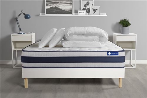 Non Communiqué Blanc Pack Prêt À Dormir Matelas Mémoire De Forme Actimemo Ergo 200X200 Cm Maxi Épaisseur + Sommier Kit + 2Oreillers +Couette - Image 1