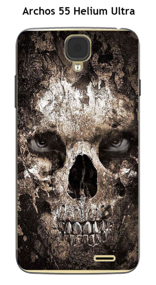 Coque TPU gel souple Archos 55 Helium Ultra design Tete de mort 2