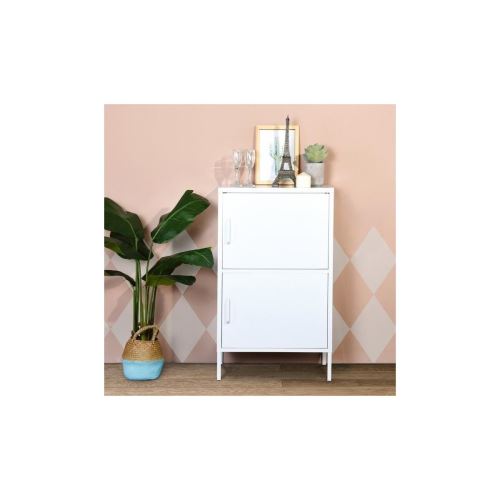 Harland Meuble De Rangement En Metal - Blanc - L 60 X P 40 X H 101,5 Cm