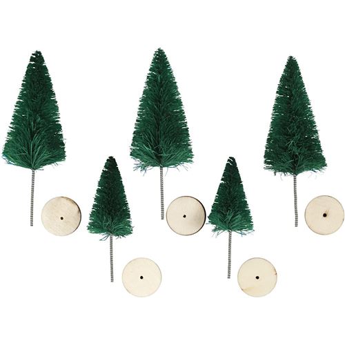 Creotime sapins de Noël miniatures 5 pièces 4 - 6 cm verts