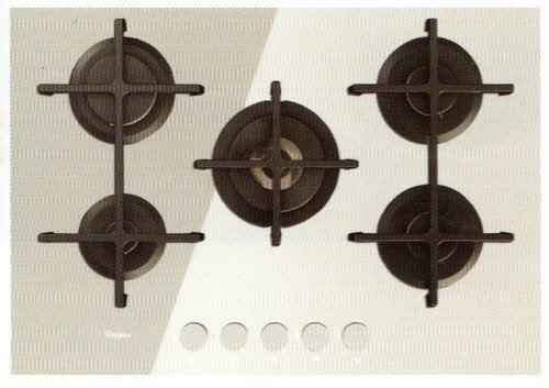 Whirlpool Goa 7523/WH Plaque – Plaque (intégré, gaz, verre, rotatif, partie supérieure avant, 73 cm) couleur blanc