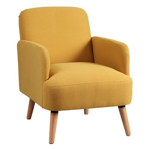 TEODORE - Fauteuil Rembourr&eacute; Tissu Jaune - Altobuy
