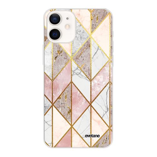 Coque pour iPhone 12 mini souple transparente Marbre Rose Losange Motif Ecriture Tendance [Evetane®]