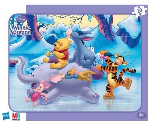 Puzzle avec cadre winnie l ourson tigrou porcinet patinent avec bourriquet et petit gourou - 10 pièces - enfant - disney