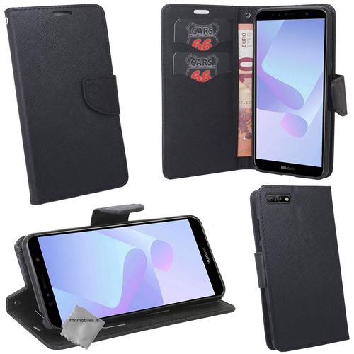 Housse etui coque pochette portefeuille pour Huawei Honor 7S avec film ecran - NOIR / NOIR