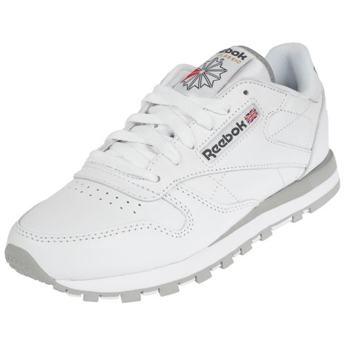 Chaussures basses cuir ou simili Reebok Cl lthr blanc/gris l Blanc taille : 38.5 réf : 46534