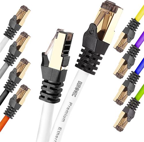 Duronic Câble blindé FTP Ethernet CAT6a 0,5 m blanc