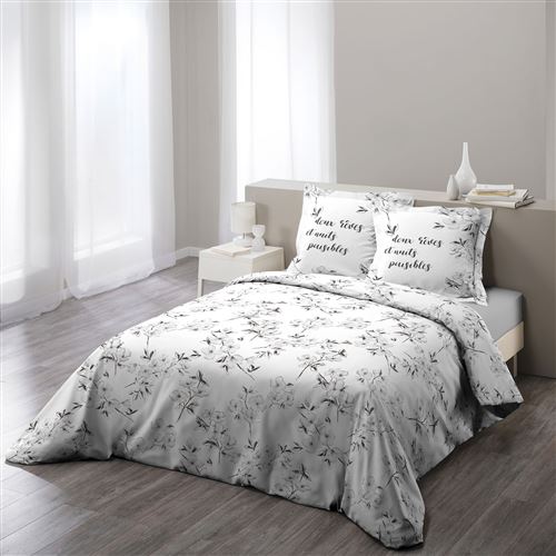 Parure 3 p. 240 x 220 cm imprime 57 fils allover ashley Gris
