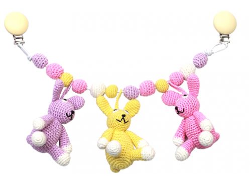natureZOO landau tendeur lapins crocheté 40 cm multicolore