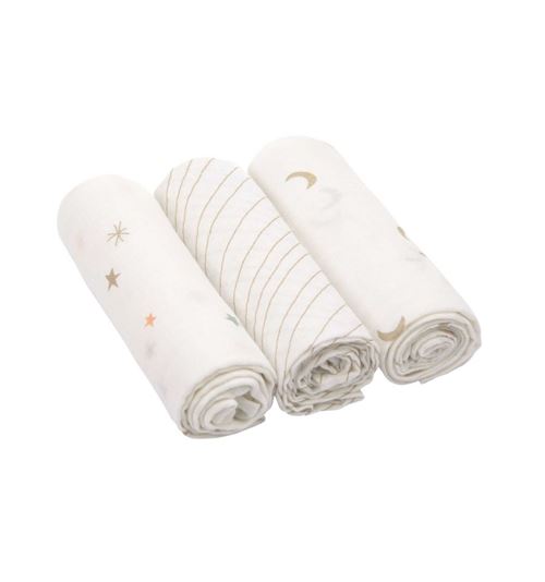 Lange divinement doux L Étoiles & Lune doré boîte de 3 pcs, 80 x 80 cm