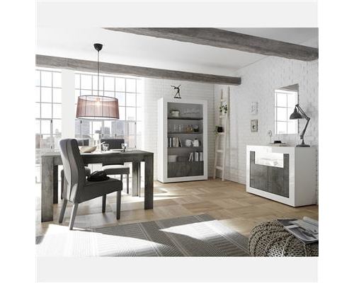 Séjour blanc et gris foncé moderne MABEL 6