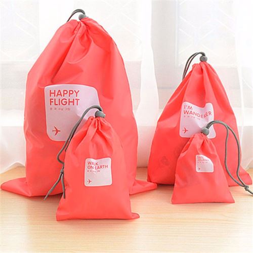 SHOP-STORY - Pack de 4 Organisateurs de Valise Étanches pour Chaussures, Sous-Vêtements etc - Rouge