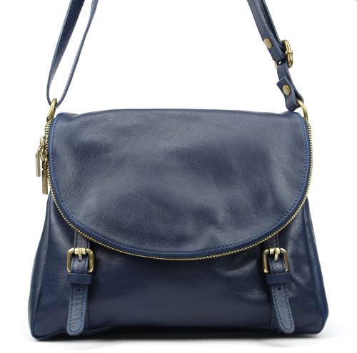 OH MY BAG OH MY BAG Sac bandoulière Cuir porté épaule bandoulière et de travers femmes en véritable cuir fabriqué en Italie - modèle PEARL Bleu foncé