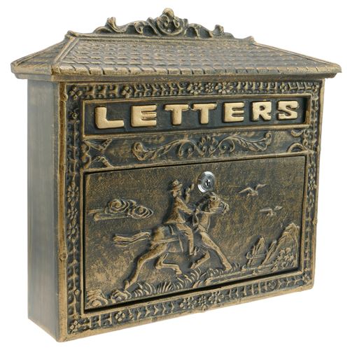 Boîte aux lettres rétro antique vintage fonte coloré oxyde pour mur cheval