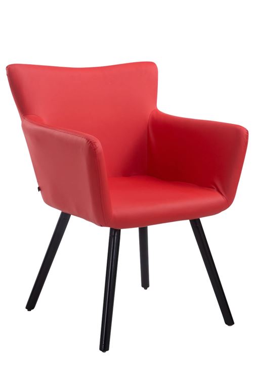 Chaise de salle à manger avec accoudoirs Antwerpen en similicuir , Rouge/Bois de chêne Noir