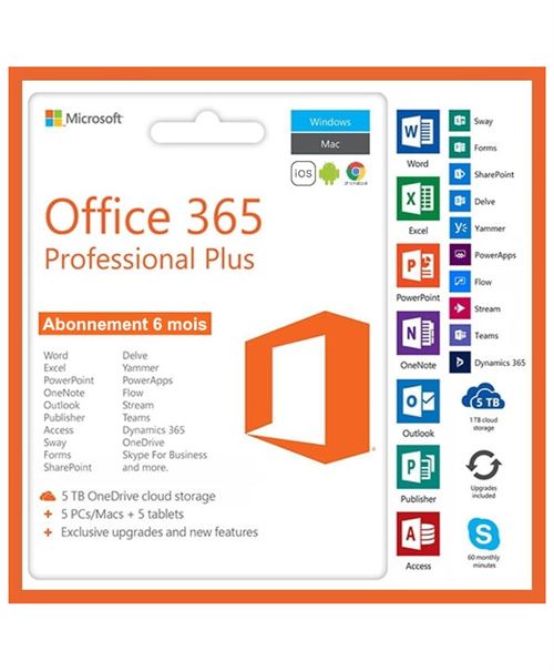 Microsoft Office 365 (PC, Mac, Android, iOS, Chromebook) - Validité 3 mois - A télécharger