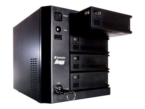 Verbatim PowerBay DataBank - Serveur NAS - 4 Baies - 4 To - HDD 1 To x 4 - RAID 0, 1, 5, 6, disque de réserve 5
