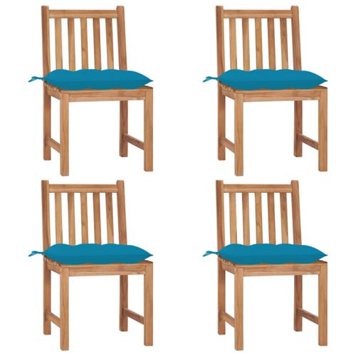 Non Communiqué Bois Chaises De Jardin Lot De 4 Avec Coussins De Teck Massif