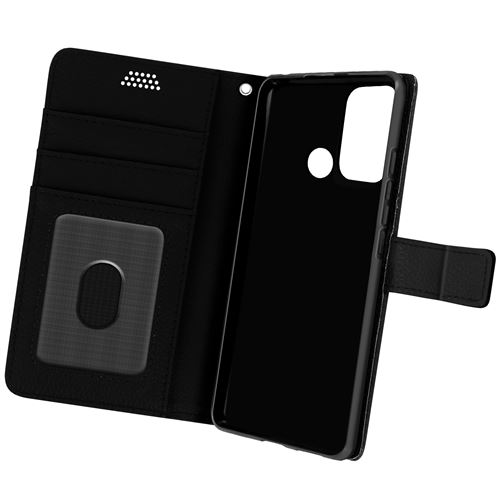 Avizar Housse pour Motorola Moto G60s Aspect Grainé Clapet Portefeuille Stand Vidéo Noir