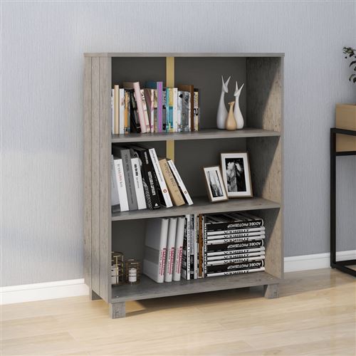 VIDAXL - Bibliothèque HAMAR - Bois de pin massif - Gris clair - 85x35x112 cm - Image 3