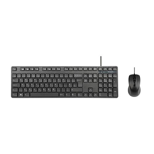 Targus - Ensemble clavier et souris - combo - full size - antimicrobienne - USB - AZERTY - Français - noir