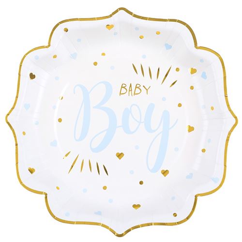 10 assiettes carton baby shower boy 21cm bleu - 000725200000006