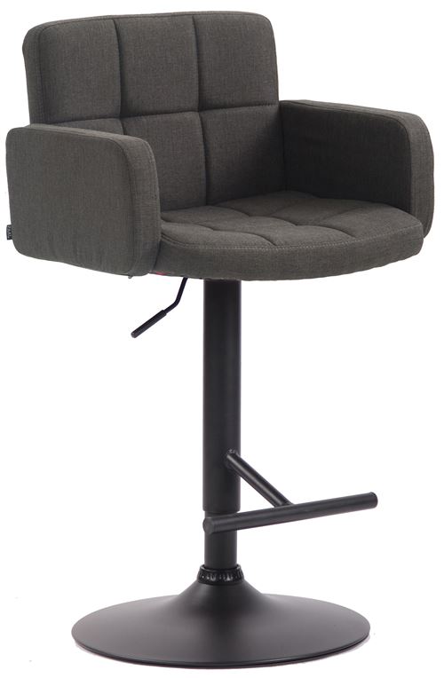 CLP Tabouret de bar Los Angeles tissu avec pied en métal , Gris foncé/Noir