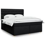 vidaXL Boxspring met matras stof zwart 180x200 cm3291368