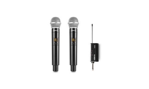 Vonyx Wm552 Double Microphone Sans Fil Professionnel - Portée Jusqu'À 50 Mètres, Avec Récepteur Plug In, Affichage Digital
