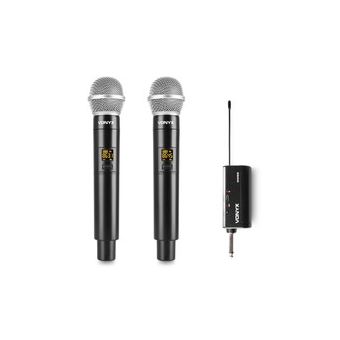 10€05 sur Vonyx wm552 double microphone sans fil professionnel - portée  jusqu'à 50 mètres, avec récepteur plug in, affichage digital - Microphone -  Achat & prix