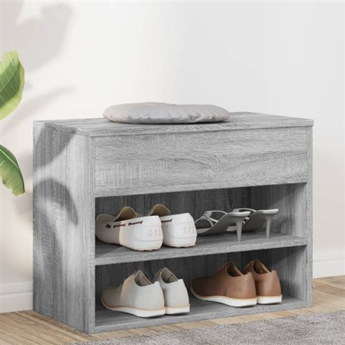 Vidaxl Gris Banc À Chaussures Sonoma 60X30x45 Cm Bois D Ingénierie - Image 2