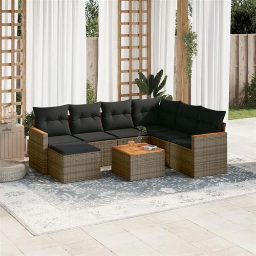 Non Communiqué Gris Vidaxl Salon De Jardin Avec Coussins 8 Pcs, Canapés De Terrasse, Ensemble De Meubles De Patio, Mobilier D'extérieur, 3258616