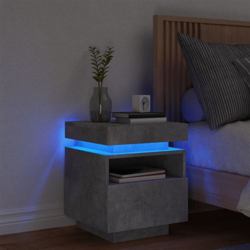 Vidaxl Gris Armoire De Chevet Led - Béton - Image 3