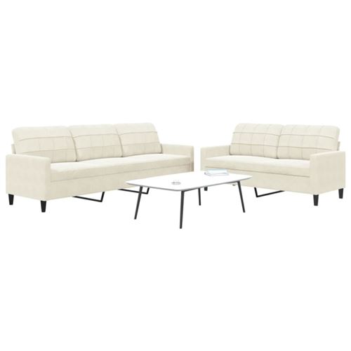 VIDAXL - Ensemble de canapés 2 pcs - Velours - Crème - Image 2