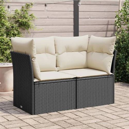 Vidaxl Noire Canapé De Jardin 2 Places - Résine Tressée - Image 3