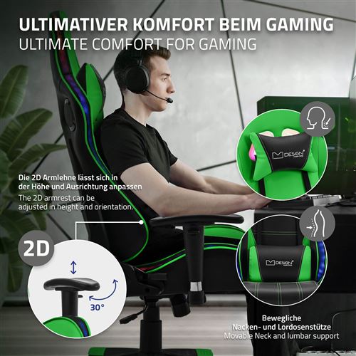 Chaise de gaming avec LED