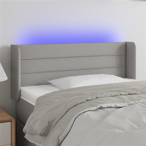 vidaXL Tête de lit à LED Gris clair 103x16x78/88 cm Tissu3123366
