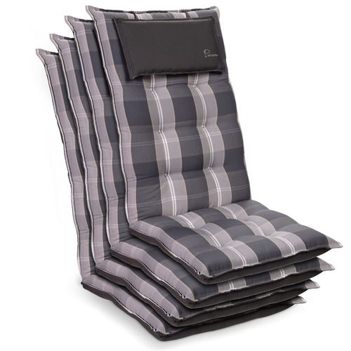 Coussin de chaise de jardin -Blumfeldt Sylt -120 x 50 x9 cm -4 pièces -Gris / blanc