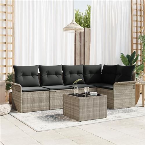 Non Communiqué Gris Vidaxl Ensemble De Canapé De Jardin 6 Pièces Avec Coussins Poly Rattan 3354041