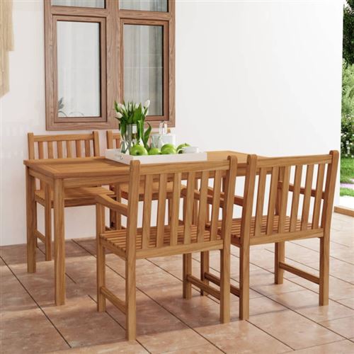 Ensemble de salle à manger de jardin 5 pcs bois de teck solide