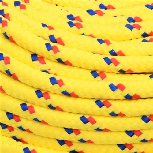 VidaXL Corde Bateau Polypropylène Jaune 8mm 100m - Câble Amarrage Gréement Léger Résistant - Idéal Voile Kayak Camping Pêche