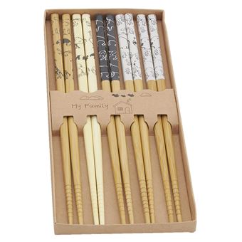 Aubry Gaspard - 5 paires de baguettes chinoises en bambou - 1