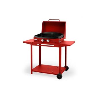 Plancha gaz Le Marquier Adela 260 V2 avec Chariot et Couvercle 5400 W Rouge Basque