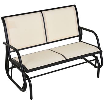 Banc à Bascule D'Extérieur 2 Places - Rotin PE & Métal - Capacité 360 Kg - Résiste Aux Intempéries - 120x80x94 Cm