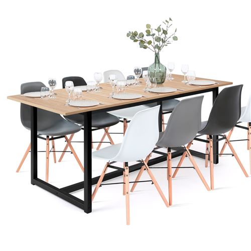 Non Communiqué Beige Table A Manger Extensible Sans Tiroir [En.casa] 12 Personnes En Bois 160 X 80 Cm