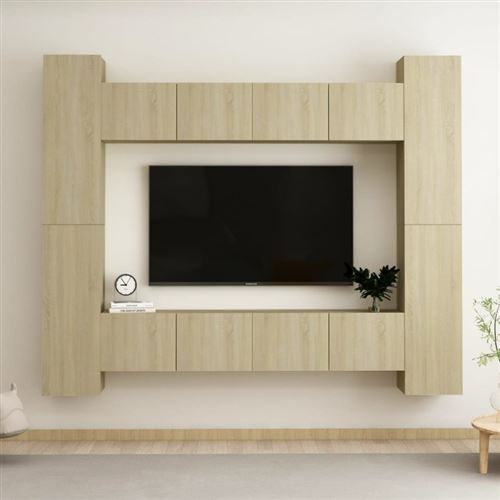 Non Communiqué Brun Ensemble De Meubles Tv 8 Pcs Chêne Sonoma Bois D Ingénierie