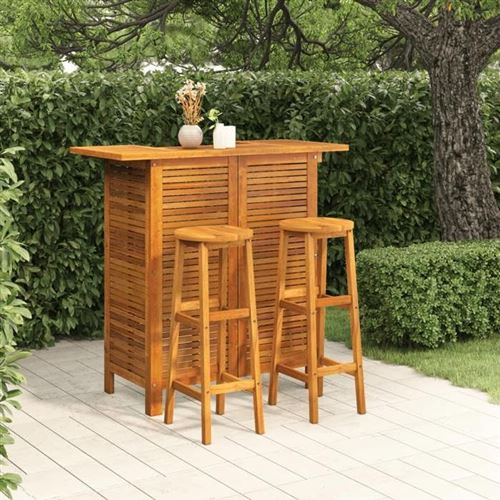 Non Communiqué Marron Vidaxl Ensemble De Bar De Jardin 3 Pcs Bois D'acacia Solide